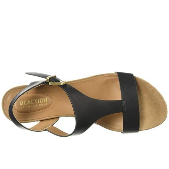 Kenneth Cole Reaction Womens Card Wedge Espadrille Sandals Black Size 8.5M NWOB - Picture 2 of 4